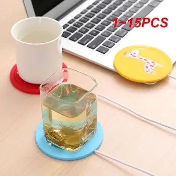 1~15PCS רומן מתח USB Suply תה קפה כוס ספל חם חימום כוס מחצלת משטח תחתיות המשרד גאדג ' ט מצויר עץ