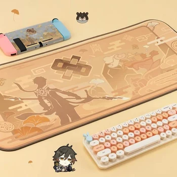 משחק Genshin השפעה משטח עכבר אמנות HD הדפסה עאמר אביזר חם גדול השולחן רפידות נעילת מחשב קצה המקלדת החלקה מחצלת שטיחים