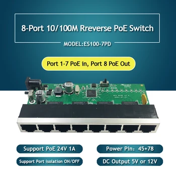 5PCS UTP Ethernet פתרונות 8 לרוורס pcb לוח 8 פורטים 10/100M Ethernet Poe לרוורס
