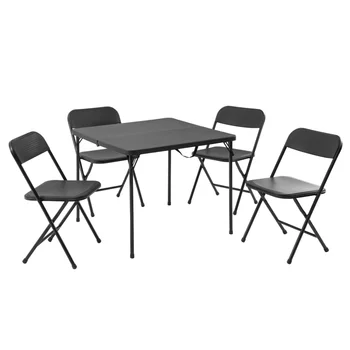 5 חלקים שרף כרטיס שולחן וארבעה כסאות סט שחור