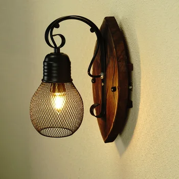 אמריקה Vintage Cafe תעשייתי הרוח מנורת קיר במעבר מנורות דקורטיביות מסעדה בר עץ המנורה