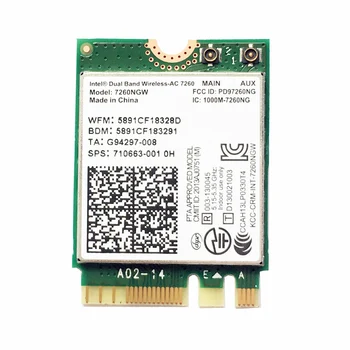 Intel Wireless-AC 7260 7260NGW Dual Band 2.4/5G NGFF M. 2 802.11 ac 867Mbps Wifi Bluetooth 4.0 Wireless כרטיס רשת