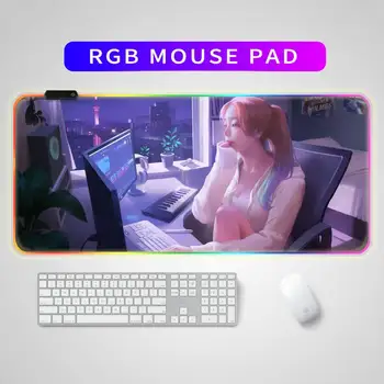 גדול הילדה אנימה מהירות עכברים גומי Mousepad RGB משטח עכבר מחשב גיימר Mousepad גדול משחק גומי ללא החלקה מחצלת עכבר