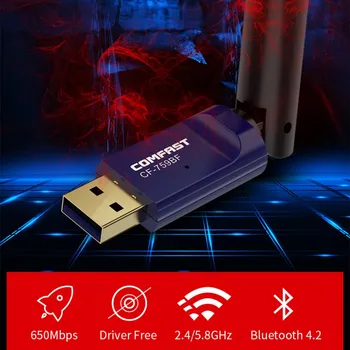 Comfast CF-759BF 5Ghz-802.11 ac BT 4.2 חינם מנהל התקן USB Wifi מתאם 650Mbps Wi-Fi Ethernet כרטיס רשת Lan דונגל Wi-fi אנטנה