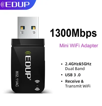 EDUP WiFi-5Ghz 2.4 Ghz Wireless Adapter USB3.0 מיני Wifi מתאם AC מתאם USB כרטיס רשת Dual Band על שולחן עבודה במחשב הנייד Win11