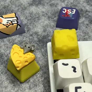 מותאם אישית בעבודת יד אישית עכבר מכני מקלדת כפתור עם גבינה Keycap צהוב ESC לחצות ציר Keycap