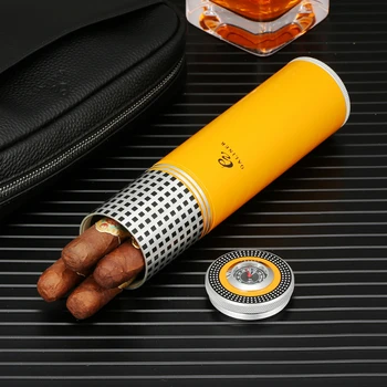 נסיעות סיגר הטבק מתכת צנצנת סיגר מחזיק מבחנה W/ לחות Humidifer סיגר Accessoires מקרה