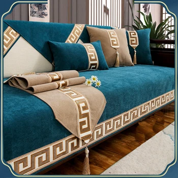 קלאסית שניל ספה מגבת בדרגה גבוהה מודרניות רך אנטי להחליק ספה פינתית לכסות יוקרה מוצק צבע הספה כיסויי כריות