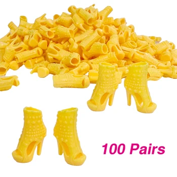 NK-100 זוגות האופנה ליידי נעליים צהוב מודרני עקבים מסיבת סנדלים עבור ברבי הבובה אביזרים 1/6 בובה להמציא צעצועים הסיטוניים