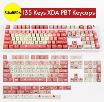 135 מפתח PBT Keycap צבע-תת-XDA פרופיל אישי מינימליסטי ורוד טירון Keycap על דובדבן Mx מתג מכני מקלדת