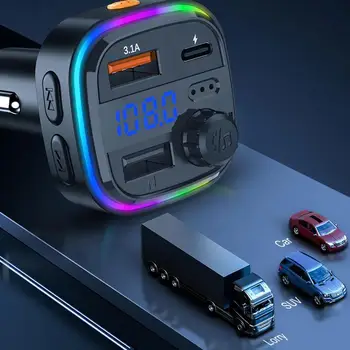 רכב Bluetooth 5.0 FM משדר אודיו מתאם USB MP3 3.1 מהיר אלחוטי רמקול דיבורית מטען ערכת שחקן הרכב D5I6