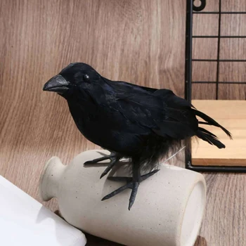 פלסטיק שחור סימולציה עורב עם נוצות כנפי עורב דגם הפסחא עיצוב המסיבה שחור מזויף ציפורים עורבים אביזרים, קישוט הגן