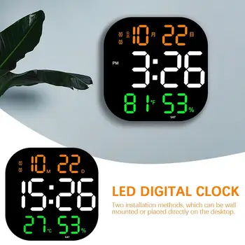 בהירות מתכווננת, שולחן אזעקות שעונים LED גדול דיגיטלית שעון קיר שלט רחוק טמפרטורה תאריך שבוע תצוגה