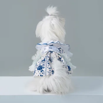 רטרו פרח להדפיס את הכלב בגדים קלאסי אופנה בובה קולר צד שמלת נסיכה קטנה בינונית כלב יורקשייר גור כלבים