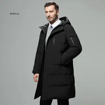 גברים מעילי החורף החדש של הזכר מוצק צבע הלבוש העסקי עם ברדס מעילים מעובה חם Windproof בגדים