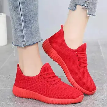 נעלי ריצה לנשים אדום אויר רשת נעליים מזדמנים Zapatillas Mujer לנשימה כושר ספורט נעלי טניס Feminino סל נשי