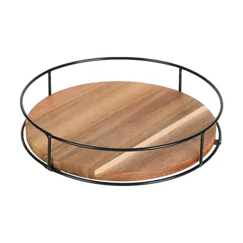 360 תואר הסיבוב מוצק משטח עץ עם 4 מחצלות slip גמיש עץ עצלן Susans הפטיפון אחסון ארגונית עבור מטבח