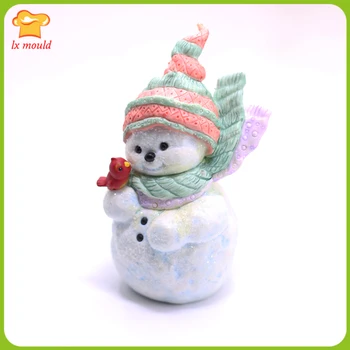 3D כובע איש שלג חג נר סיליקון עובש צעיף ציפור בובה סבון, עובש