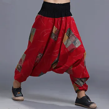 אלאדין נפאל תאילנד סיני Yunan לחצות מכנסי גברים זכר פשתן משובח המכנסיים היפים היפ הופ התחתונים נסיעה Patalon