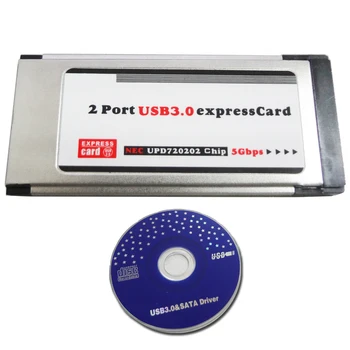 PCI Express ל-USB 3.0 Dual 2 יציאות PCI-E כרטיס מתאם עבור ערכת השבבים NEC 34MM חריץ ExpressCard ממיר 5 Gbps PCMCIA ExpressCard