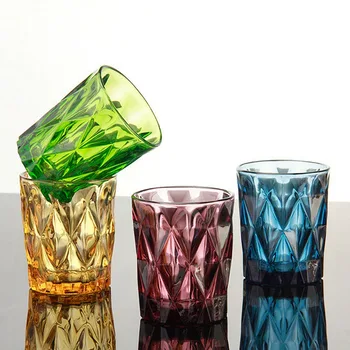 יצירתי זכוכית צבעוניים 4 סטים כוס מים על מיץ, בירה, תה, חלב, יין, שתייה Drinkware סטים משקה קר משקפי מסיבה משפחתית