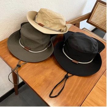 אנשים חדשים חיצונית דייג כובע האביב והקיץ רקמה ספורט קרם הגנה כובע עמיד UV קמפינג חוף פנמה כובע דלי