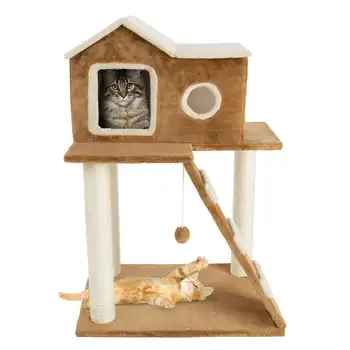 חתול מגדל - ישן מוטות חתול בדירה עם סולם 3 סיסל חבל מגרד הודעות תלוי צעצוע חתול - עץ מקורה חתולים על ידי (מצח