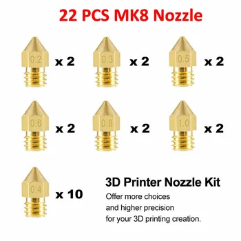 22PCS MK8 מכבש זרבובית ראש ההדפסה 1.75 מ 