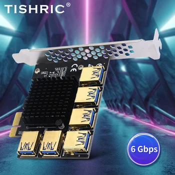 TISHRIC PCIE X1 6 USB 3.0 Port מיוחד קמה כרטיס הרחבה כרטיס Riser מכפיל רכזת מתאם עבור BTC ETH כרייה כורה