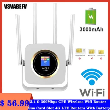 4G Wi-Fi הנתב 4G LTE RoutersWith כרטיס Sim מובנה 3000mAh סוללה במהירות גבוהה נייד נקודה חמה Wifi 300Mbps ללא הגבלה LTE הנתב