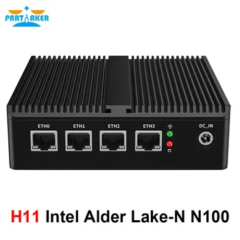 Partaker רך נתב Fanless Mini PC Intel N100 4 x Intel i226 2.5 G LAN HDMI2.0 pfSense Firewall Appliance ESXI AES-NI