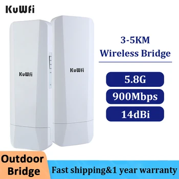KuWFi 900Mbps 5.8 G חיצונית נתב Wifi Wireless Gigabit גשר WiFi מהדר ארוך טווח נקודה לנקודה 3-5 ק 