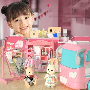 לשחק בבית בובות צעצוע המשפחה את הבית עם רהיטים לשחק אביזרים קוטג ' הר הבית החלום לבית בובות Playset עבור בנות