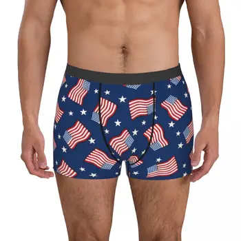 אמריקה דגלים פטריוטי גברים תחתוני בוקסר מכנסי גברים תחתונים קריקטורה אנימה מצחיקה של גברים תחתונים רך, תחתונים לגברים