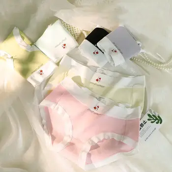 יפנית Lingeries אמצע המותן כותנה עבור בנות קוריאני תחתונים מתוק תקצירים מקסים הלבשה תחתונה נשים ארנב תחתונים