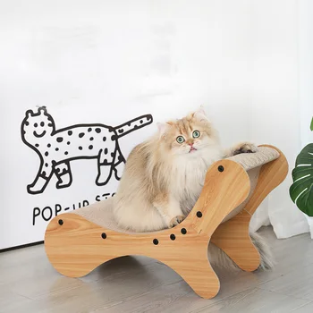 עץ גלי חתול מגרד לוח טרקלין מיטת חתול מגרד פוסט שחיקה הצבת צעצועים מגרדים על חתולים חיות מחמד מוצרי אבזור