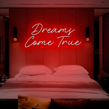 שלט ניאון חלום שמתגשם לחתום על בירה הבר עיצוב חדר השינה של אור ניאון סימן ארקייד סימן מלאכת-יד המנורה Windows עיצוב הבית אסתטי