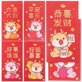 6 יח ' אדום, כסף כיס מסורתי גלגל המזלות הסיני השנה החדשה שקית המתנה נייר