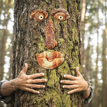 מצחיק הזקן עץ הפנים מחבק גן אמנות חוצות עץ משעשע הזקן הפנים פסל גחמני עץ הפנים קישוט הגן