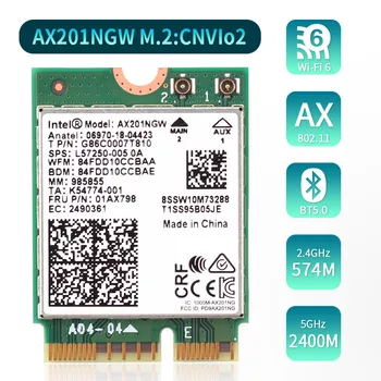 מידע AX201 Wi-Fi6 M. 2 מקש E CNVIO2 Dual Band 2.4 G/5Ghz Wireless Adapter כרטיס 802.11 ac/ax-Bluetooth תואם 5.0 עבור Windows10