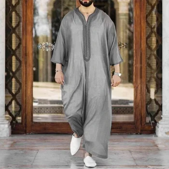 האסלאמית-מסורתית בגדים עיד Jubba Thobe Musulmane Homme גברים ערבים מוסלמים בגלימות אופנה פנאי גלימה בעלי הרמדאן השמלה