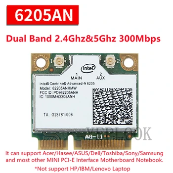 Intel Wifi כרטיס Advanced-N 6205 62205ANHMW 300Mbps Dual Band 2.4 G/5Ghz Mini PCI-E Wlan רשת מתאם גרסה אוניברסלית