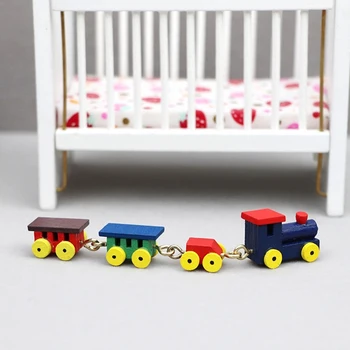 1:12 בית בובות מיניאטורי מעץ הרכבת קישוט הביתה מודל תפאורה צעצוע ילד להעמיד פנים לשחק בבית בובות אביזרים רכבת צעצוע חדש