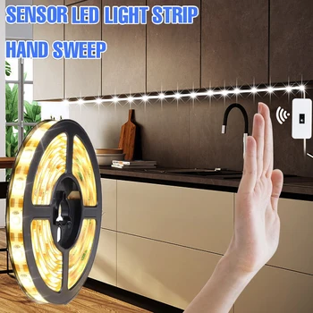 LED יד לטאטא את רצועת חיישן ה-USB PIR חכם בלילה אור מגע ניתן לעמעום תאורת חדר טלוויזיה מנורה עמיד למים 5V הקבינט רצועה גמישה