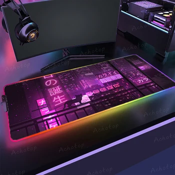 גדול ניאון העיר משטח עכבר Gaming Mousepad XXL LED Deskmat PC Gamer נגד החלקה מחצלת עכבר RGB מקלדת רפידות עם תאורה אחורית שולחן שטיחים
