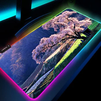 אנימה נוף יער משטח עכבר זוהר RGB מכני מקלדת אופנתי יפה שולחן מחשב מחצלת LED העכבר מחצלת Playmat
