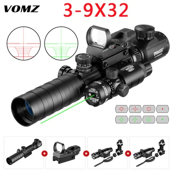 VOMZ 3-9X32 EGC טקטי אופטי אדום ירוק מואר Riflescope הולוגרפית רפלקס 4 Reticle נקודה אדומה משולבת רובה ציד היקף