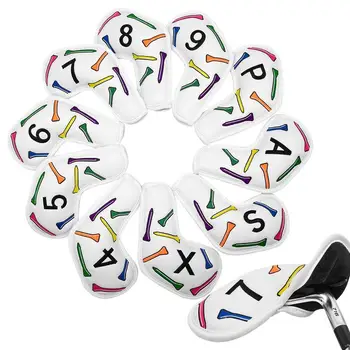 10PCS לבן PU גולף מכסה ברזל 4-9PSAX10 חתיכות של גולף הברזל כיסוי ראש מועדון גולף כיסוי ראש אוניברסלי אביזרי גולף