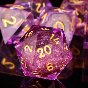 D ו-D D20 Polyhedral RPG סגול קצוות חדים שרף קוביות להגדיר עבור Dnd הצינוק הדרקון Pathfinder משחק תפקידים משחקים D20