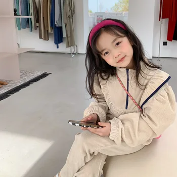 2022 סתיו אור חדש אופנה יוקרתי ילדים בגדי בנות קוריאני גרסה החליפה המעיל התלקח מכנסיים בוטיק בגדים